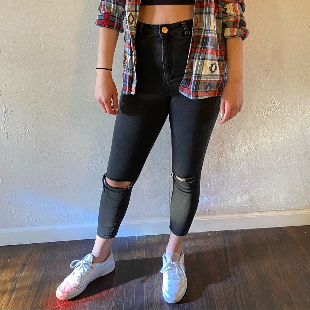 ASOS | Black High waisted 7/8 jeans